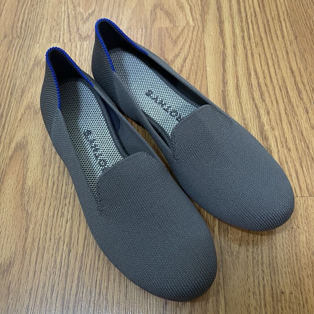 NWOB ROTHY's Gray woven knit round toe slip on flats US 5